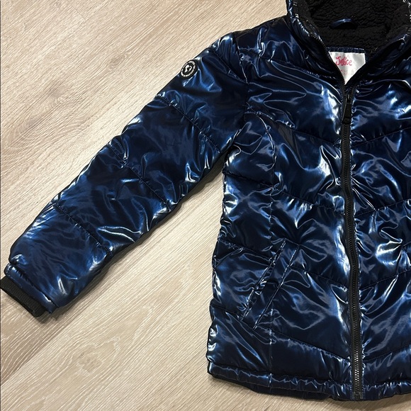 Justice Blue Metallic Sherpa Lined Puffer Jacket - Picture 3 of 8